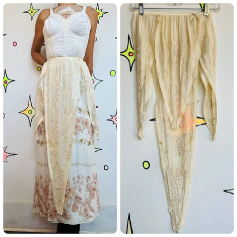 Antique Silk Waist Adornment Apron Underpinnings Lingerie | Rococo Edwardian XS
