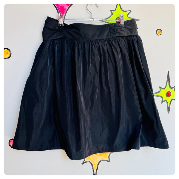 Vintage 90s Y2K | Black Satin Goth Lolita Fairy Grunge Coquette Mini Skirt | 8
