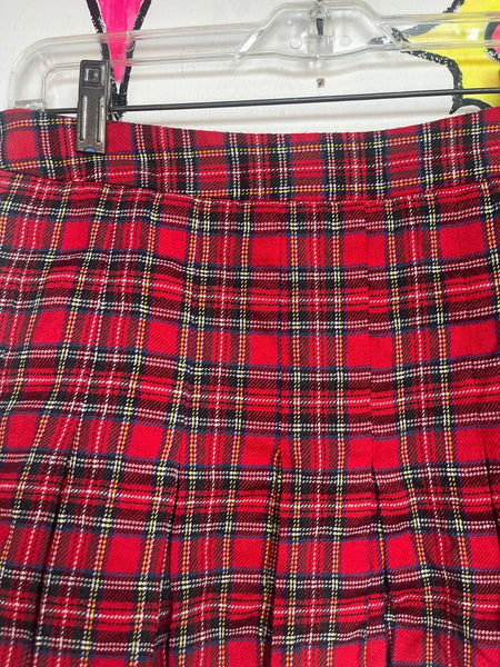 Y2K Red Plaid Mini Skirt Grunge Schoolgirl Skirt Punk Preppy Mall Goth Tartan M