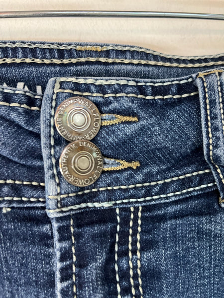 Y2K Blue Denim Flare Jeans Low Rise Stretchy 2000s Bootcut Jeans Size 3 / 25-26