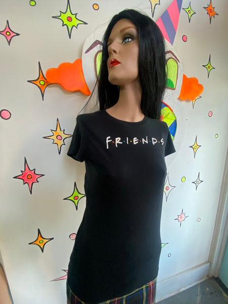 Vintage Friends TV Show Shirt 90s Graphic Baby Tee Black Retro Y2K Pop Culture