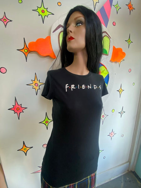 Vintage Friends TV Show Shirt 90s Graphic Baby Tee Black Retro Y2K Pop Culture