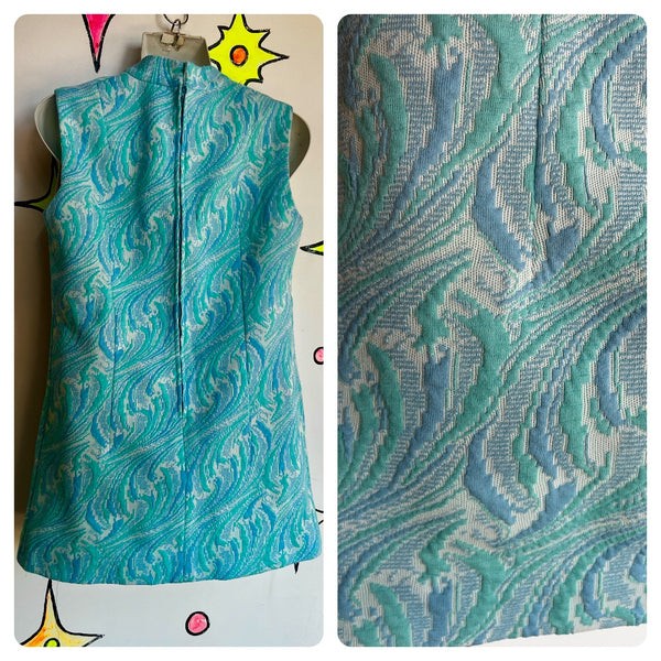 Vintage 60s 70s | Blue MOD GoGo Psychedelic Groovy Mini dress | ML