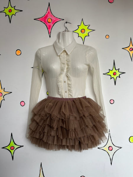 Y2K Fluffy Tulle Petticoat Tutu Skirt Balletcore Fairy Grunge Animal Cosplay XS