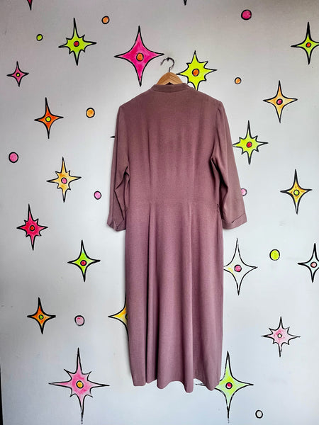 Dusty Pink 1940s Secretary Dress True Vintage Boho Grunge Historical Fashion ML