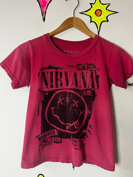Y2K Nirvana T-Shirt | Wakefield Theater Band Baby Tee | Grunge Concert Shirt S