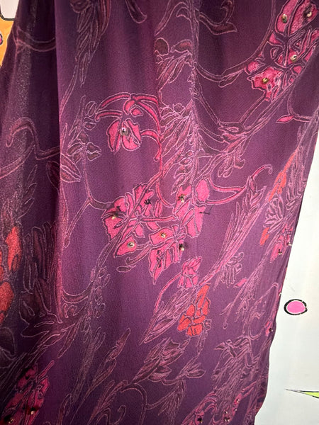 90s Purple Fairy Grunge Cowl Neck Midi Dress Ethereal Romantic Gown - M