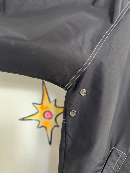 Vintage 90s Y2K Rave Wear Cyber Grunge Emo Party Track Jacket w/ Stripe | L