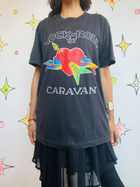 Vintage Tom Petty & The Heartbreakers Rock N Roll Caravan 1987 Tour T-Shirt - M