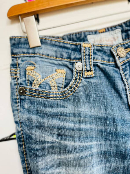 Y2K Big Star Embellished Low-Rise Jeans Indie Sleaze Fairy Grunge Flares – 26R