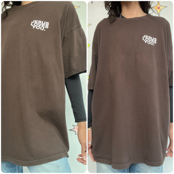 Vintage Jesus Loves You Graphic Tee Oversized Streetwear | Emo Skater T-Shirt XL