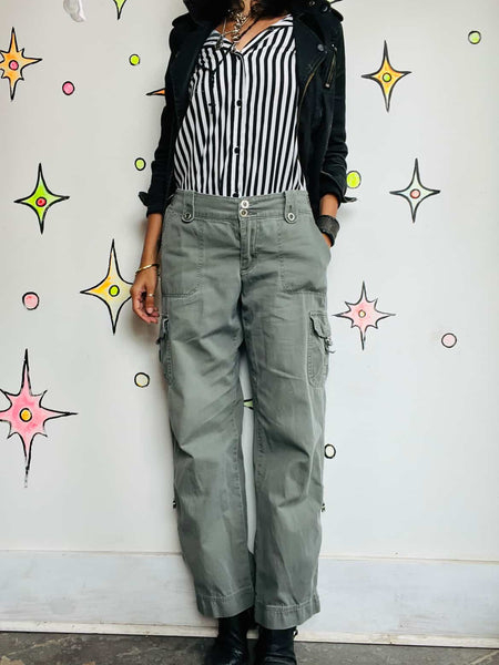 90s/Y2K Super Soft Lee Military Green Cargo Utility Pants – Distressed 9/10 M
