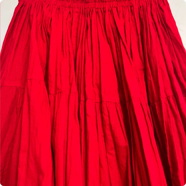 Vintage 70s | Red Western Witchy Grunge Whimsy Goth Prairie Maxi Skirt | Small