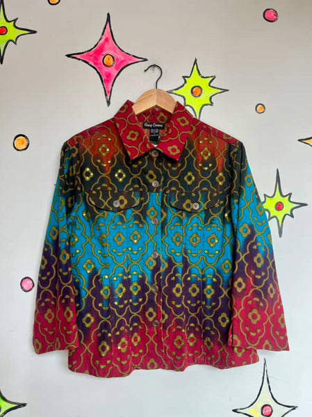 Vintage Wearable Art Rainbow Fairy Whimsy Grunge Boho Cotton Jacket – Size L