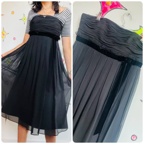 Ann Taylor 90s Y2K Black Silk Sheer Babydoll Slip Dress – Fairy Grunge Flow – 2