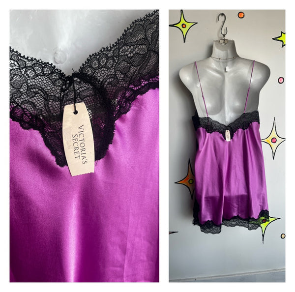 Vintage 90s Y2K | Violet Deadstock Victoria’s Secret Mini Dress Slip | L