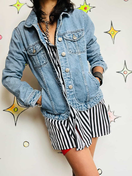 Y2K Fairy Grunge Indie Sleaze Denim Jacket – 100% Cotton - Size M