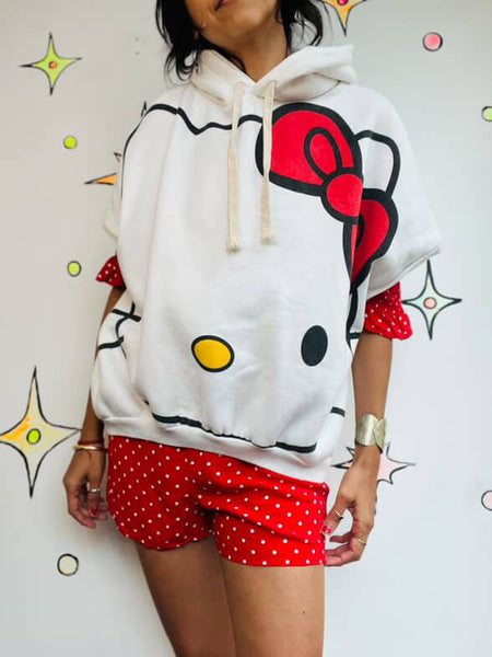 Vintage Y2K Hello Kitty Sleeveless Hoodie Fairy Grunge Sanrio Classic | Size ML