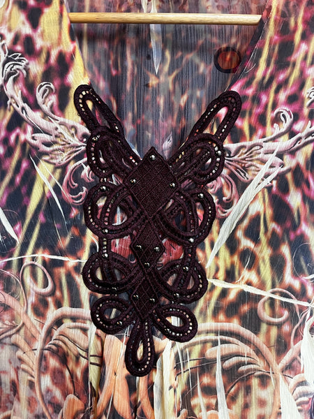 Vintage Y2K Affliction-Style Boho Grunge Fairy Tattoo Tee Crochet Embellished S