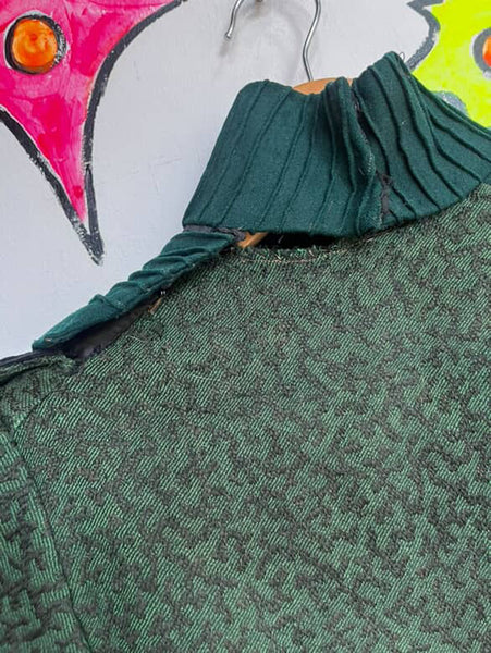 Antique 1890s Green Wool Bodice – Handmade Victorian Era Top – XS