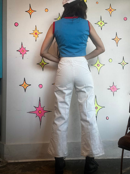 White Sailor Pants High Waist Wide Leg Trousers Nautical George Washington SM