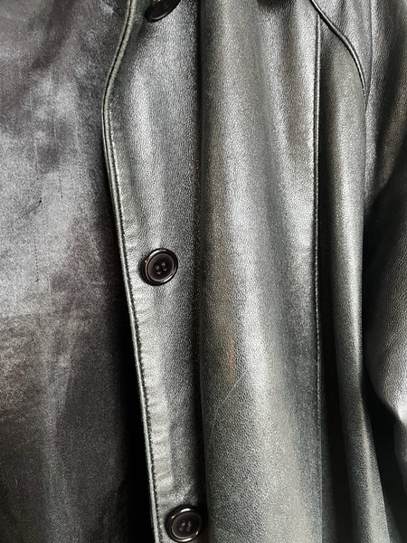 Vintage 80s 90s Black Leather Trench Coat – Goth Grunge Matrix Style – Size M