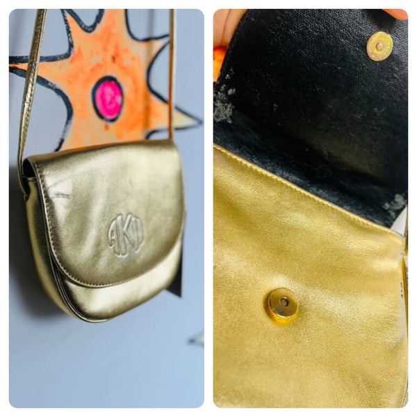 Vintage 80s 90s | Abstract Blue Leather Punk Wearable Art Bag Crossbody Purse