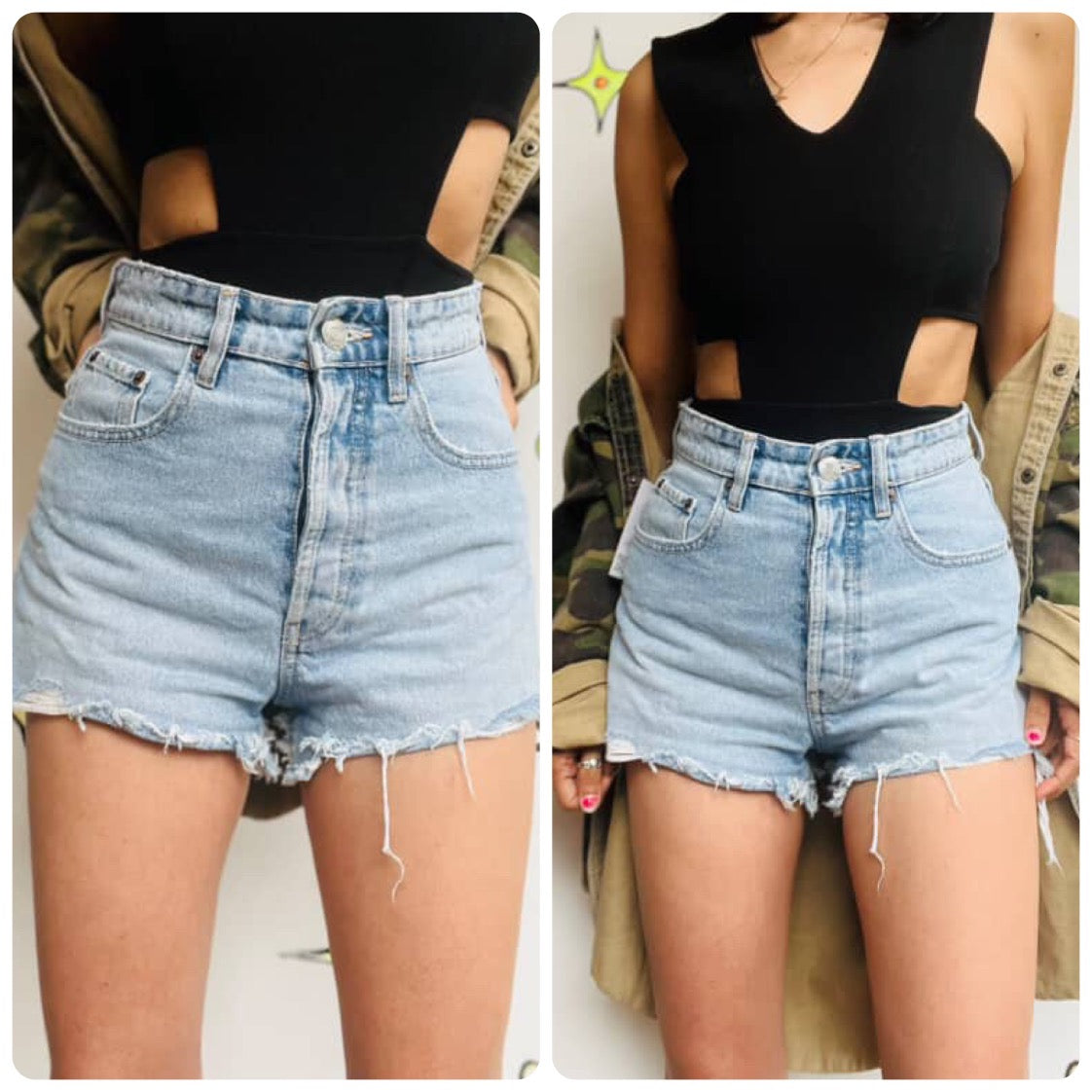 Retro 90s Grunge Denim Cut Off Shorts - Mid Rise Jean Shorts ' Small/Medium