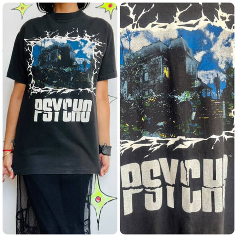 Vintage 80s 90s Psycho Horror Movie T-Shirt – Single Stitch – Rare – Men’s 38-40
