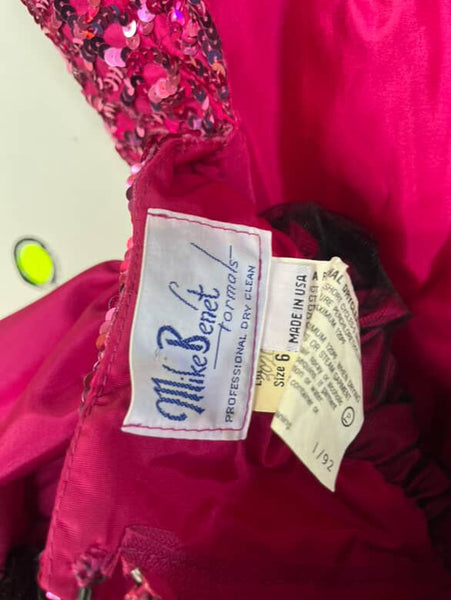 Vintage 80s Pink Sequin Poofy Prom Party Dress – Crinoline Glam Princess Small