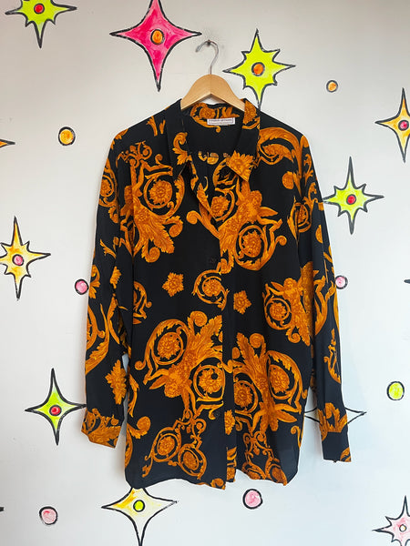 Boho Witchy Scarf Print Oversized Romantic Goth Shirt Dress - Angel Motif - XL+