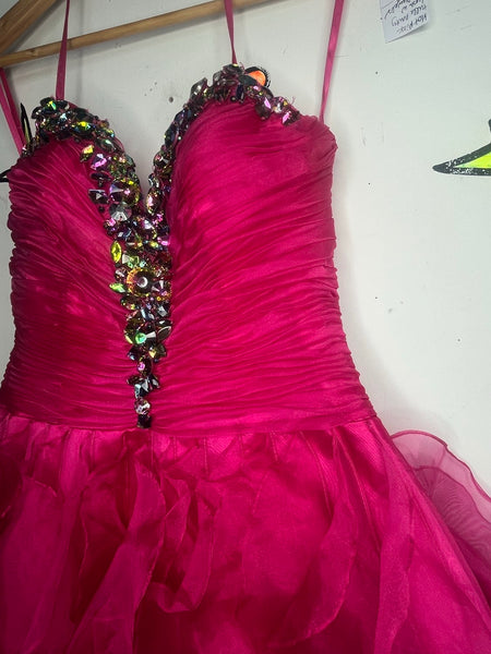 Y2K Hot Pink Rhinestone Tulle Party Corset Dress Prom Corset Glam Barbie Core M