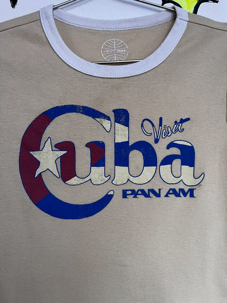 Vintage Pan Am Baby Tee - 90s Does 70s Retro Travel Graphic T Shirt - Small