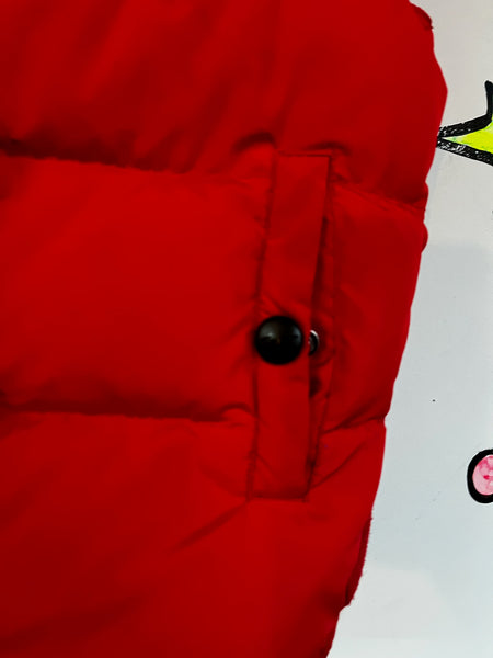 Vintage 70s 80s Retro Cherry Red Striped Puffer Vest - Quilted - Sporty - XS