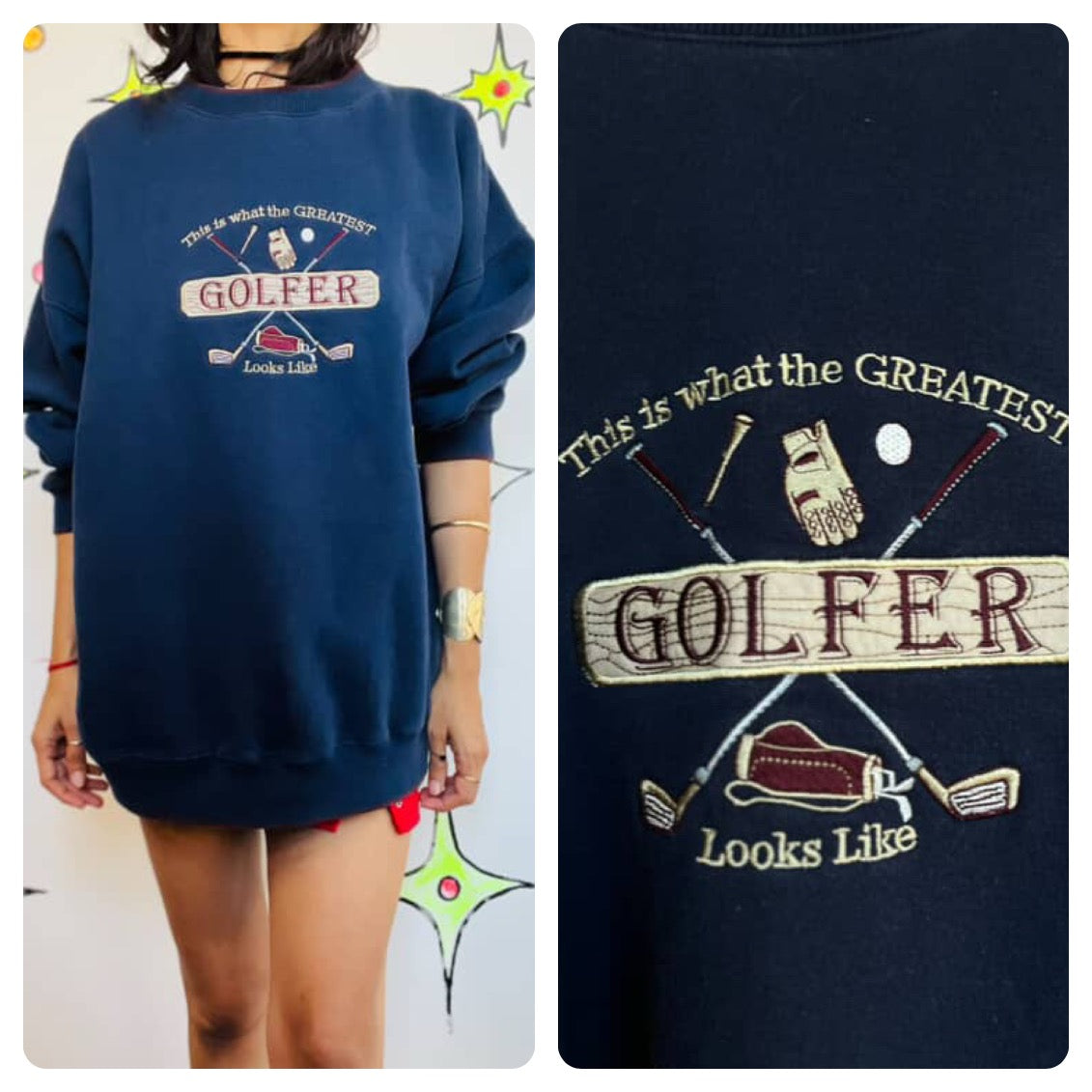 Vintage 90s “I’m the Best Golfer” Novelty Dad Pullover Sweatshirt | L–XL