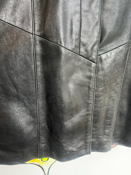 Vintage 80s 90s Black Leather Trench Coat – Goth Grunge Matrix Style – Size M