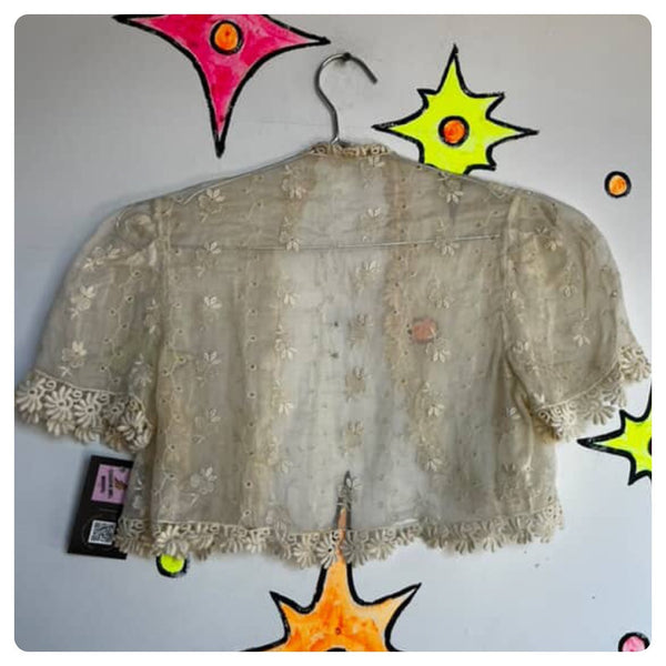 Vintage Babydoll Fairy Grunge Cropped Lace Bolero - Antique Style - S/M