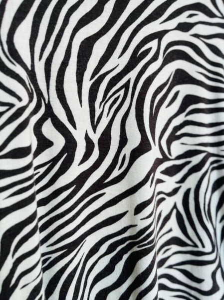 Vintage 80s 90s Zebra Striped Turtleneck | Glam Grunge Stretch Top | Size S