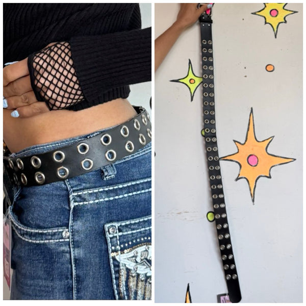 Y2K Grommet Belt | Goth Punk Grunge Double Hole Statement Belt