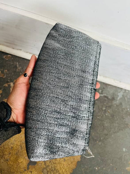 Vintage 70s 80s | Silver Metallic Envelope Clutch Handbag Purse Glam Disco