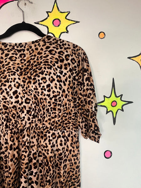 Y2K Leopard Babydoll Dress | Indie Sleaze Rock Star Girlfriend Glam Mini M