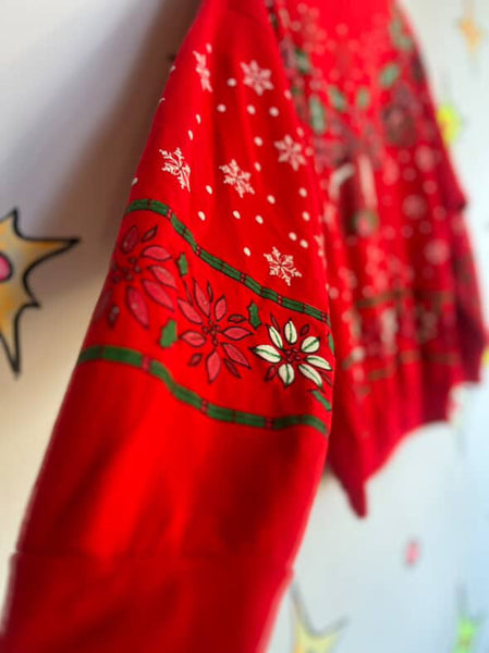 Vintage 80s 90s Ugly Tacky Red Christmas Party Sweater Sweatshirt Puffy Paint M