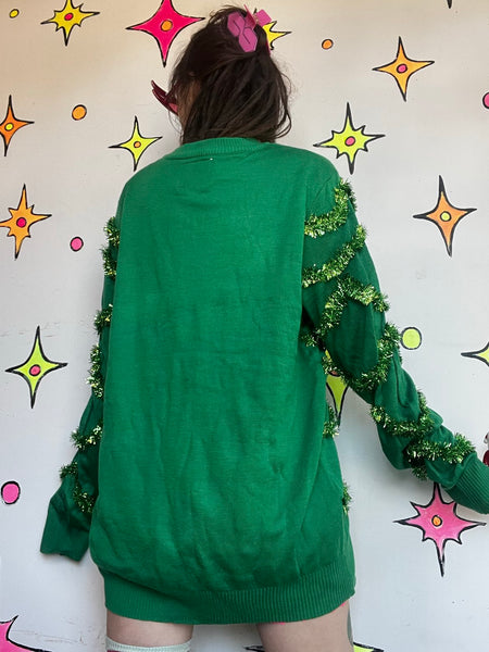 Tipsy Elves Christmas Sweater Ugly Tacky Holiday Ornament Tinsel XXL