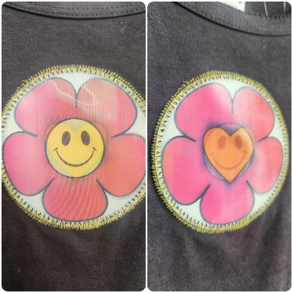 Vintage Y2K 2000s | Hologram Flower Power Graphic Tee Fairy Grunge Baby Tee | S