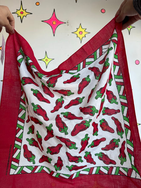 Vintage Chili Pepper Bandana Hot & Spicy Scarf Retro Western Boho Grunge