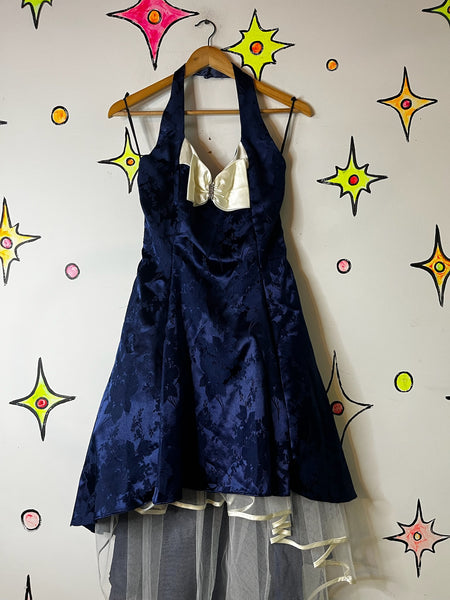 Vintage 80s Blue/Purple Poofy Tulle Prom Party Dress – Rococo Crinoline Glam - S