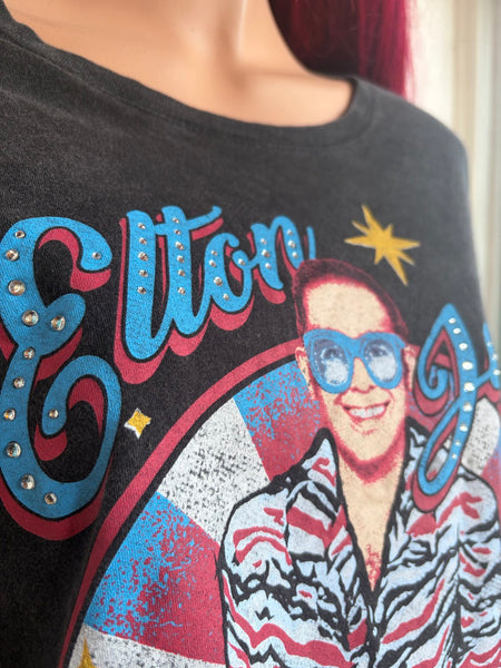 Vintage Elton John Concert Tee | Glam Rock Band T Shirt Retro Music Graphic XL