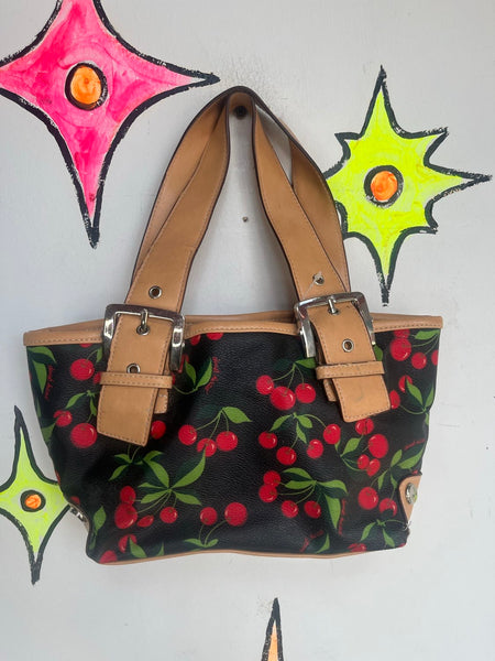 Vintage Kawaii 90s Y2K Black Cherries Mini Purse Duck Head Vinyl Shoulder Bag