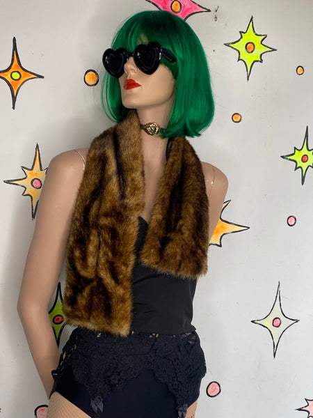 Vegan Fur Stole Old Hollywood Glam Faux Fur Mob Wife Vintage Glamour Shrug