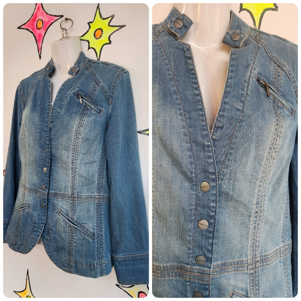 Vintage Y2K 2000s | Denim Blazer Emo Punk Fairy Grunge Jean Jacket | Size 6
